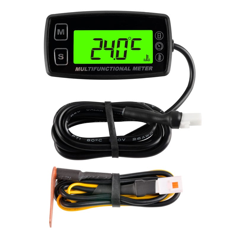 Runleader RL-HM035T-TS003 Digital Engine Temp Gauge Hours Tachometer, Backlight Display, Replaceable Battery and Waterproof Design. - Image 1